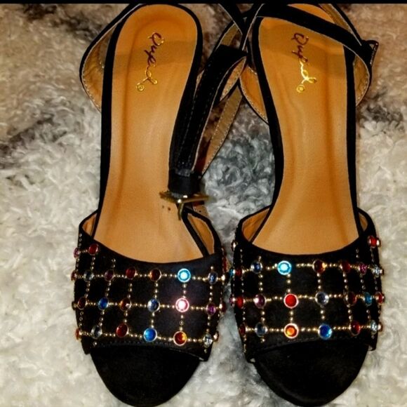 BRAND NEW QUPID JEWEL HIGH HEEL STILETTOS ADJUSTABLE ANKLE STRAP OPEN TOE SANDAL - Picture 2 of 16